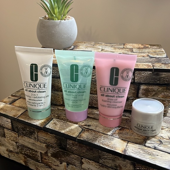 NEW CLINIQUE Travel Size Bundle - All About Clean (3) / Smart Night Moisturizer - Picture 5 of 6